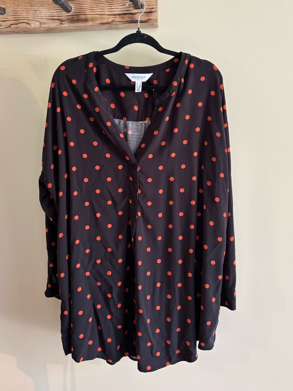122.) Addition Elle Black Tunic with Polka Dots